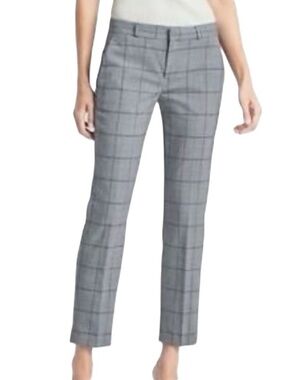 Banana Republic Ryan wool Gray windowpane pattern Straight lined Pants 4P